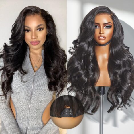 s 7x6 HD Lace Wig 200% Density PartingMax Lace Wigs Loose Body Wave Lace Front Wigs Human Hair Pre Cut Plucked Lace Frontal 18 Inches Natural Black Color