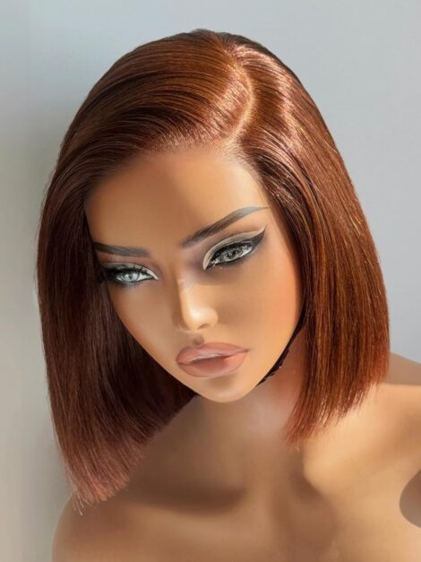 Dark Brown Bob Wig Human Hair Glueless